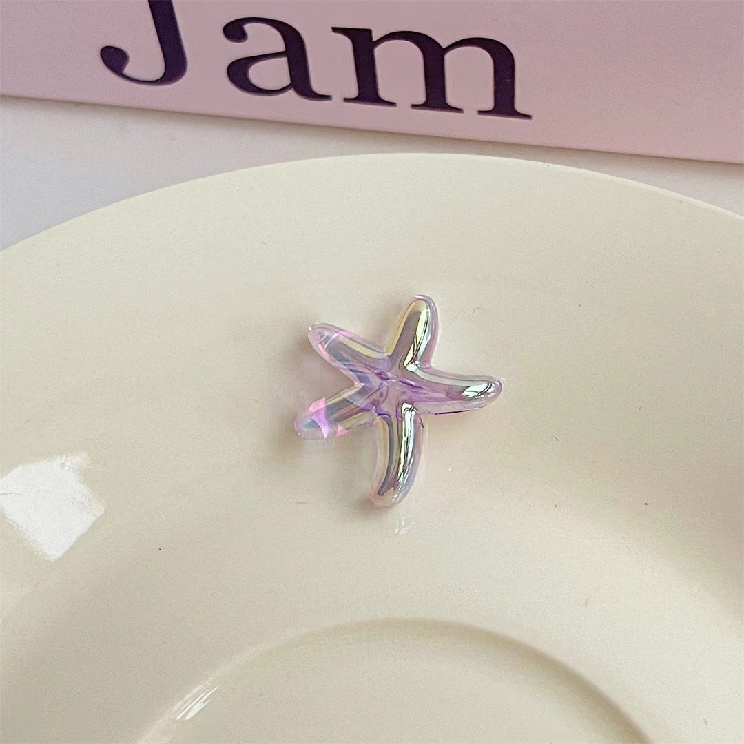 UV Plating Starfish Acrylic Beads 20mm Transparent Iridescent 250pcs 10