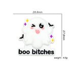 Silicone Focal Beads Halloween Winking Ghost With Printed Text 20pcs 3