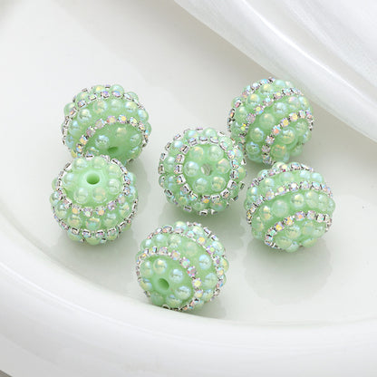 Embellished Bubblegum Beads 20mm Pearl Wrapped with Rhinestone Chain 4pcs 13