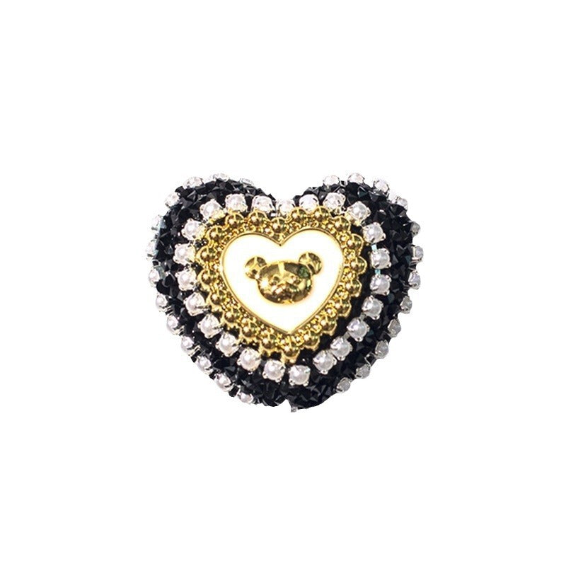 Heart Bear Rhinestone Acrylic Focal Beads 27.5x24.6mm 10pcs 4