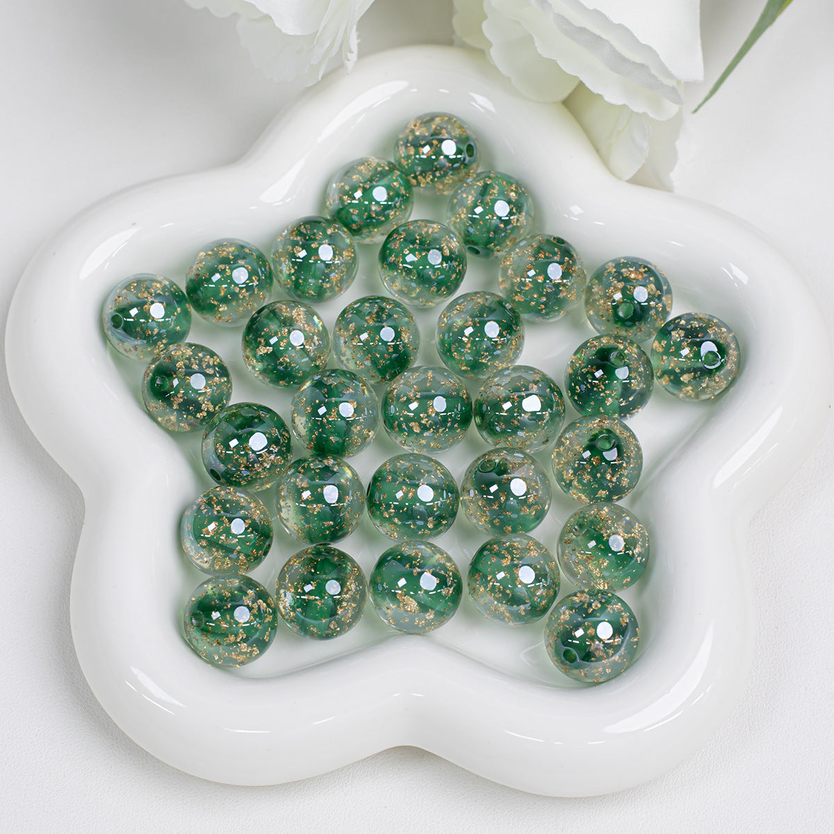 Clear Round Acrylic Beads 12mm 16mm Gold Foil Filled 40pcs 16