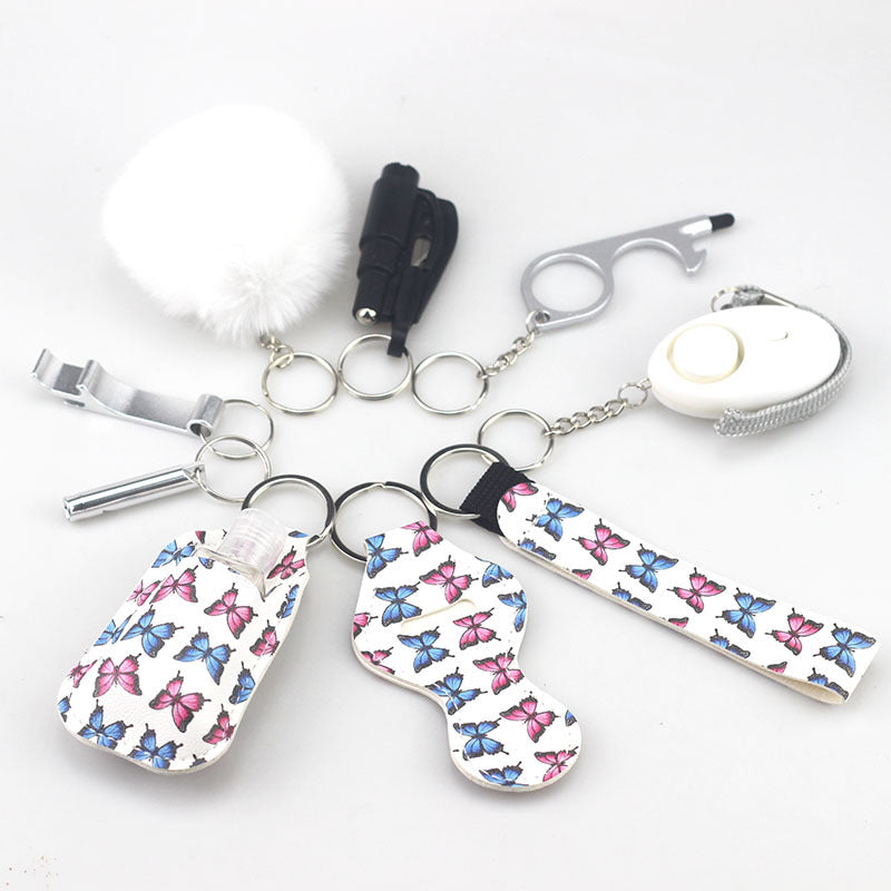 Self Defense Alarm Pompom Keychain Outdoor Safety 10 Pack 4