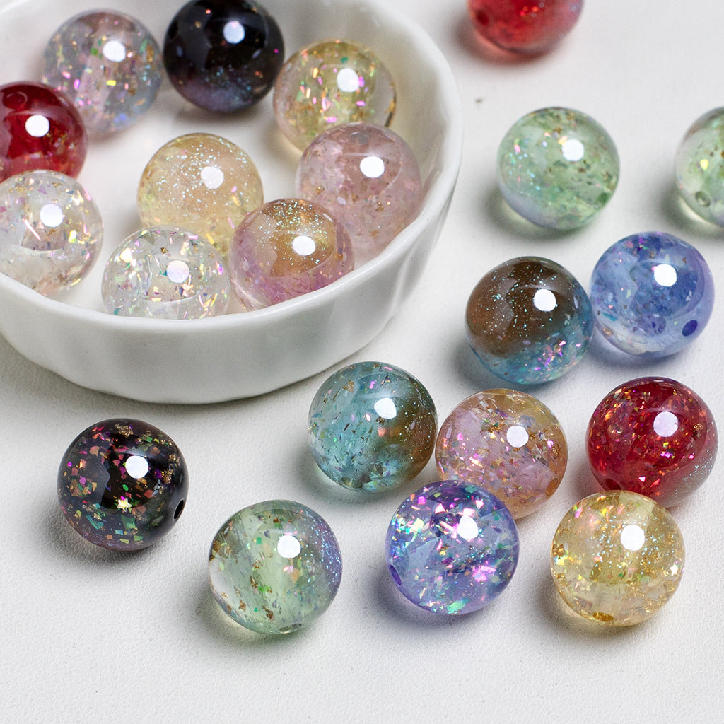 Shimmer Glitter Filled Resin Beads 16mm Round Mixed Colors 10pcs 2