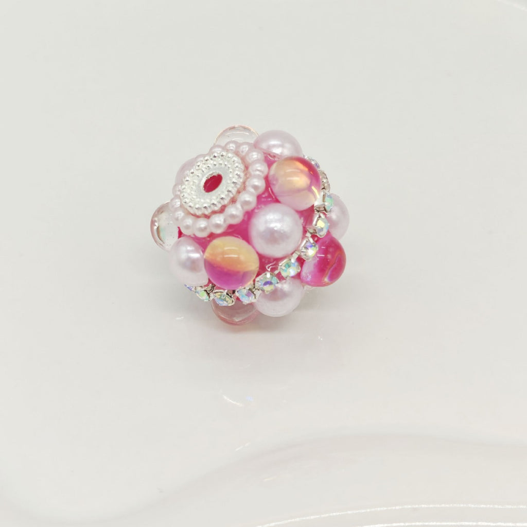 Rhinestone Bubblegum Beads 18mm Pearl Encrusted Round 4pcs 5