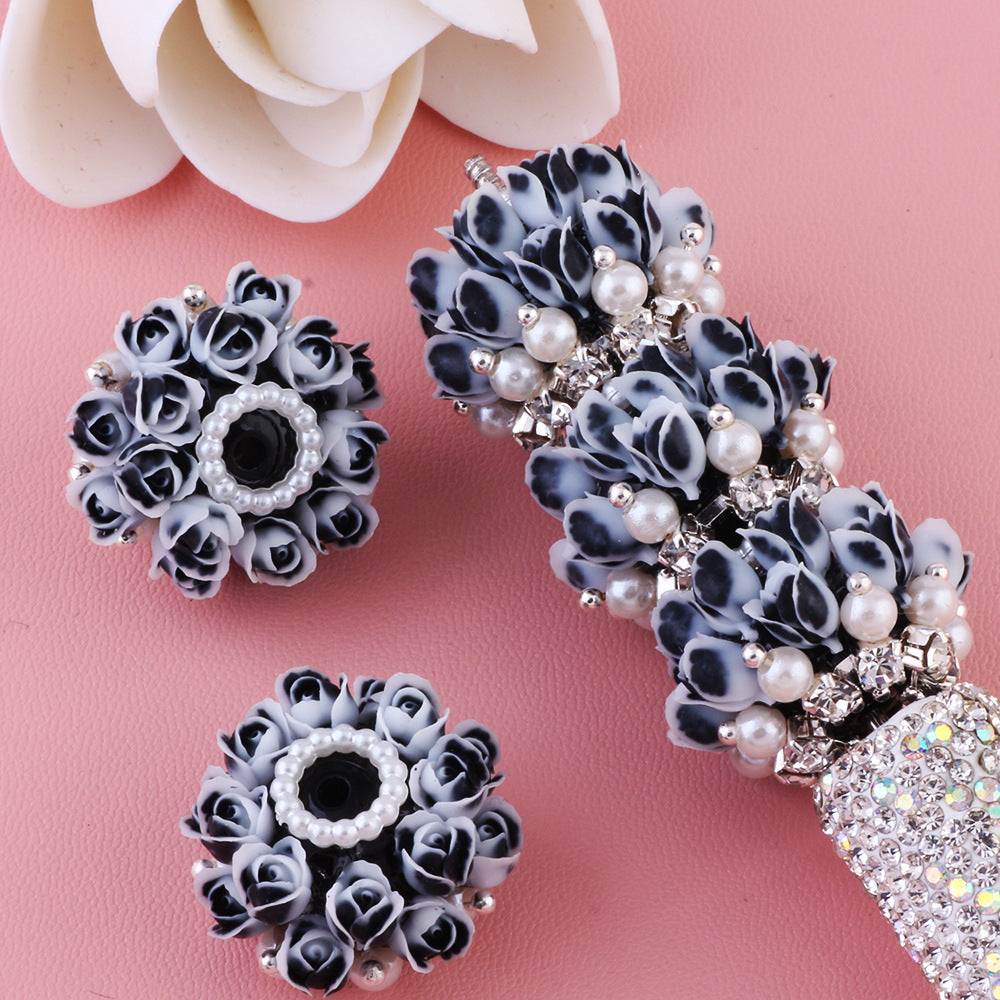 Flower Tiered Ball Resin Beads 22mm Vintage Pearl Accent 5pcs 7