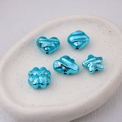 Metallic Wrinkle Heart Star Cube Clover Acrylic Beads Colorful 20pcs 7