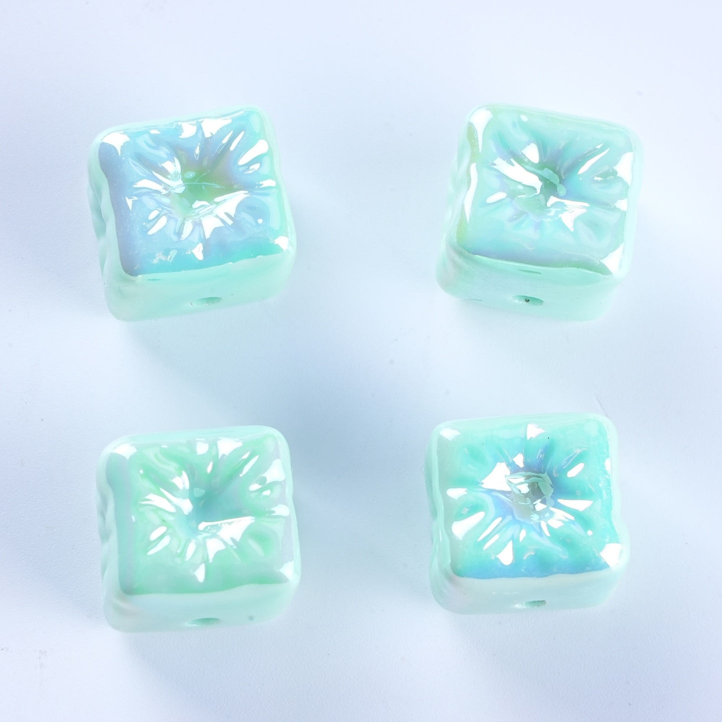 Macaron Color Balloon Square Acrylic Beads 14mm UV Plating 50pcs 13