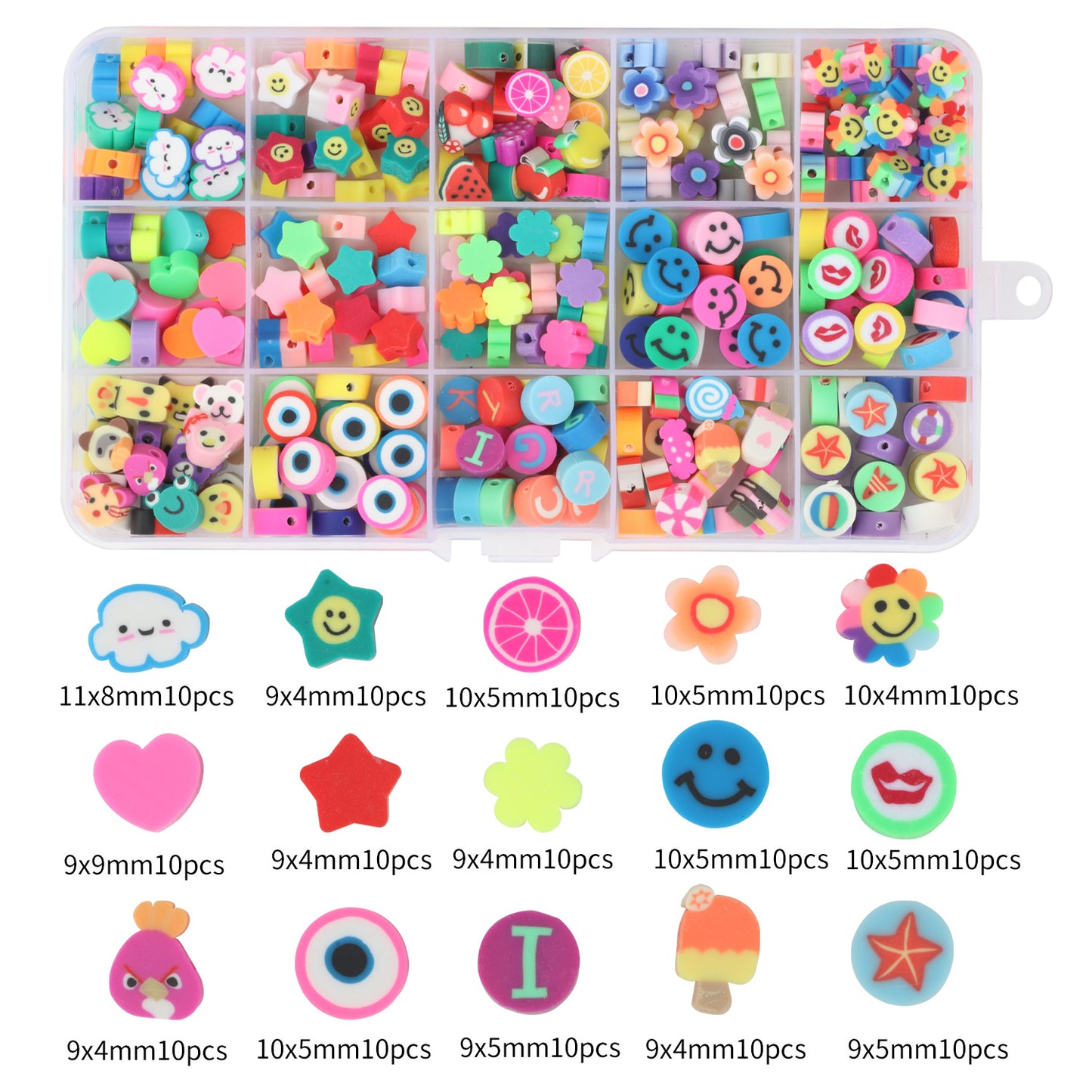 Cartoon Flat Clay Beads Polymer Colorful Mixed Designs 2boxes 10