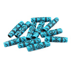 Cylindrical Acrylic Beads 25mm Blue Vintage Patterned Plastic 100pcs 4