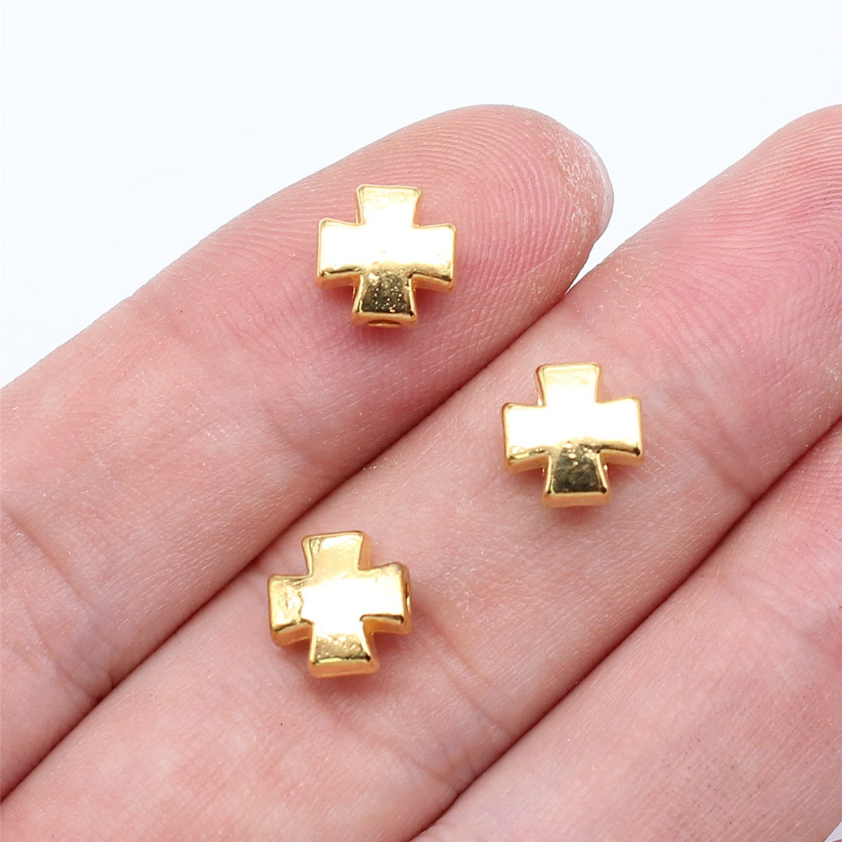 Chunky Cross Metal Beads 8mm Antique Silver Tone 60pcs 4