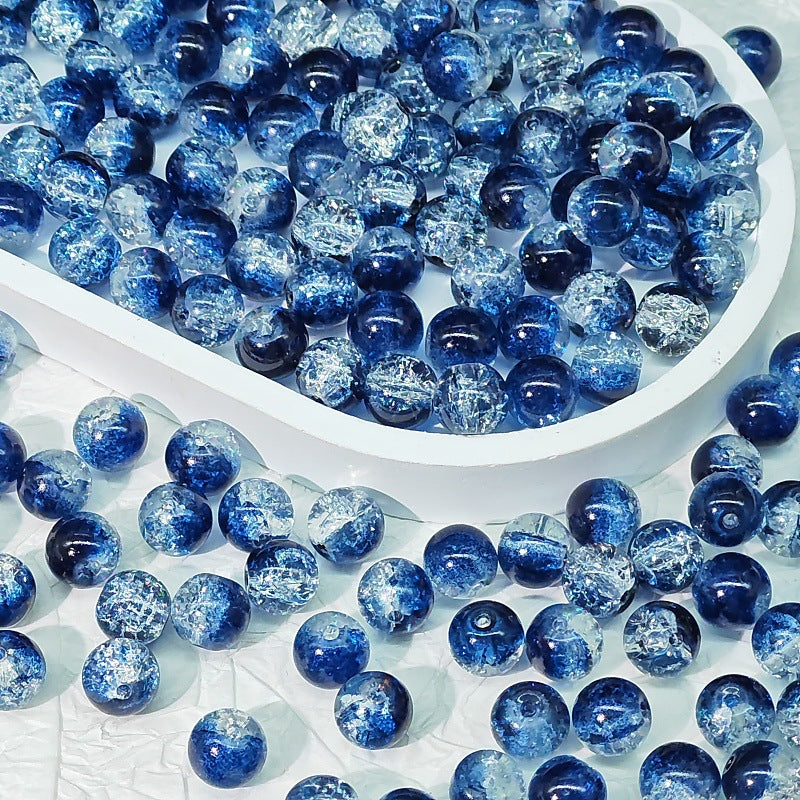 Crackle Glass Beads Round 10mm Transparent Mixed Colors 50pcs 10