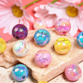 Spray Painted Round Acrylic Beads 16mm UV Plating Crack 50pcs