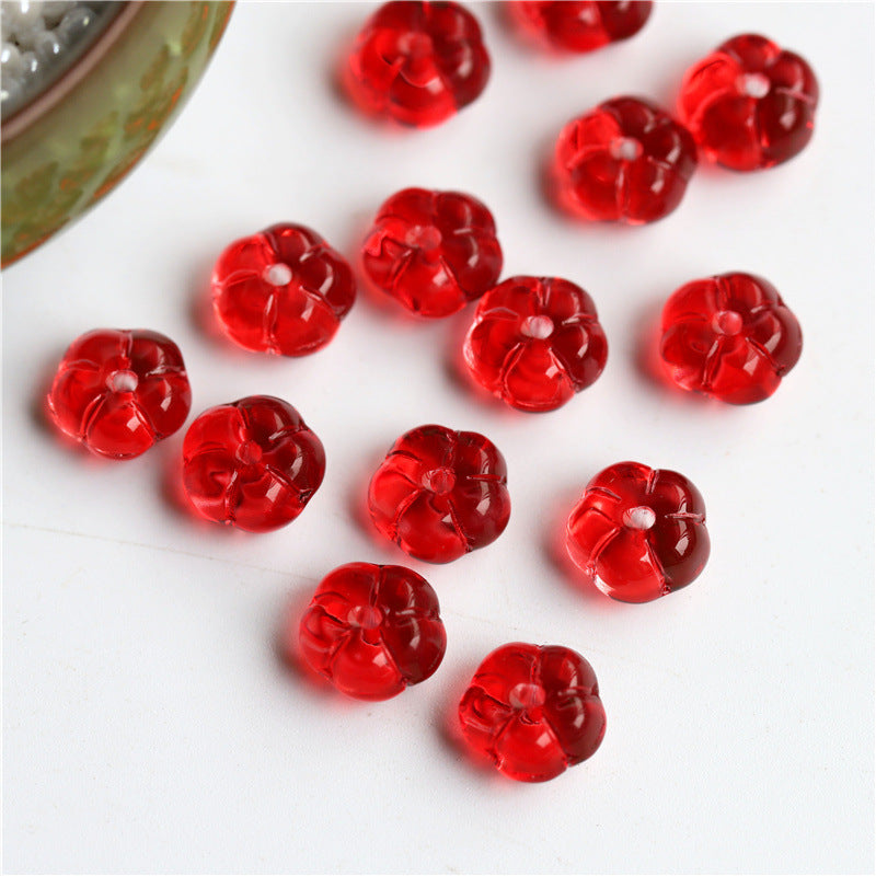 Czech Glass Beads Flat Pumpkin 9.5mm Translucent Orange 40pcs 7