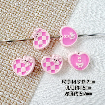 Star and Heart Metal Beads 13mm Baking Painted Houndstooth 10pcs 16