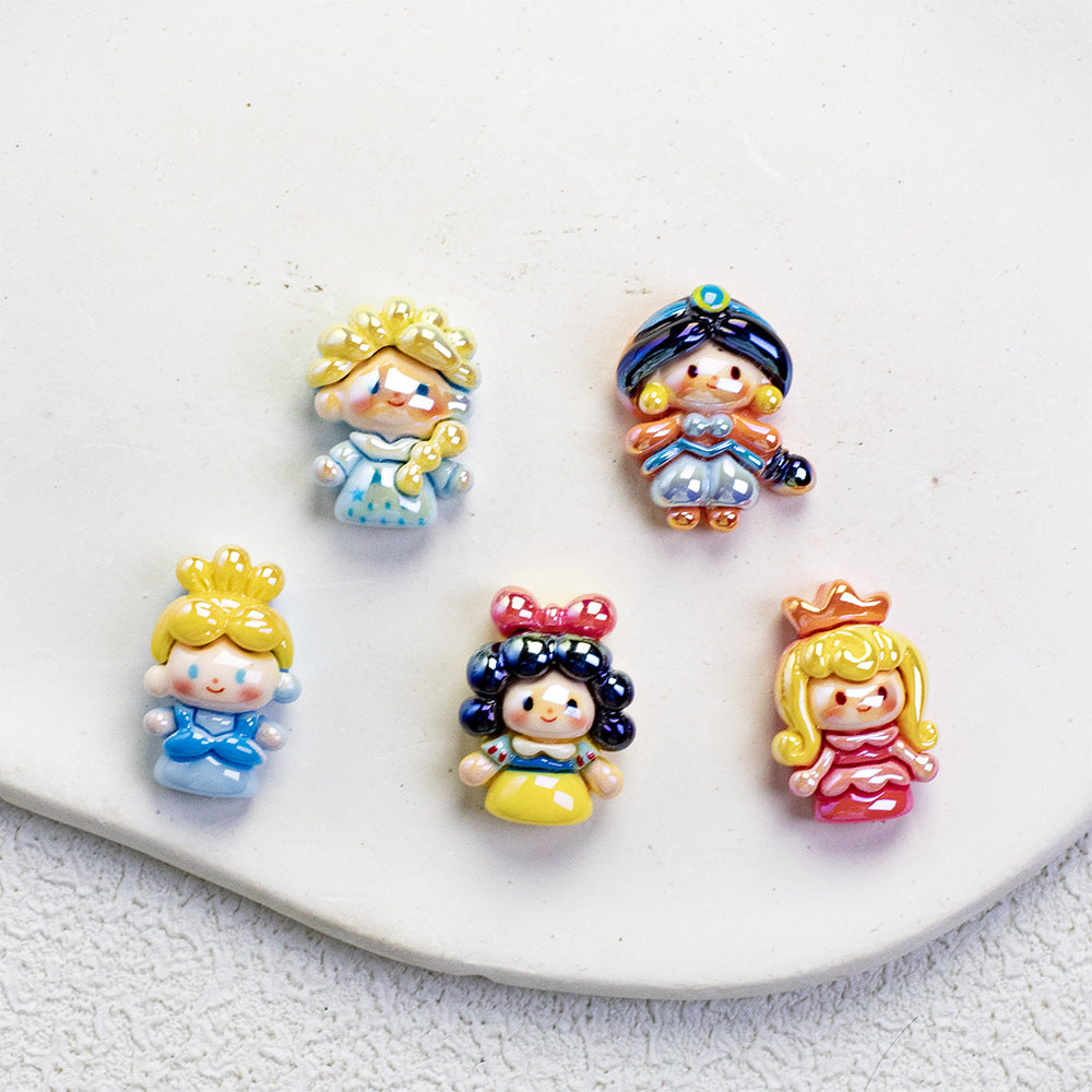 Disney Princess Series Vertical Hole Resin Beads Chibi Style 20pcs 4