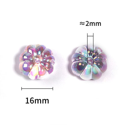Transparent Flattened Pumpkin Acrylic Beads 16mm Pastel Glow 100pcs 3