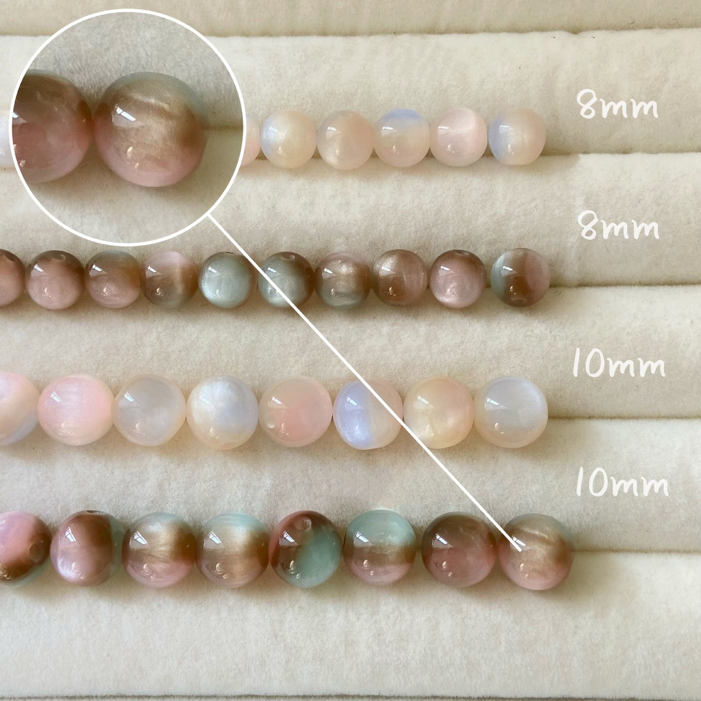 Pearlescent Gradient Resin Beads 8/10mm Pink Brown 50pcs 7