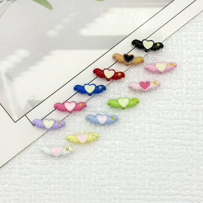 Heart Wing Metal Beads 14mm Bright Enamel Painted Alloy 20pcs
