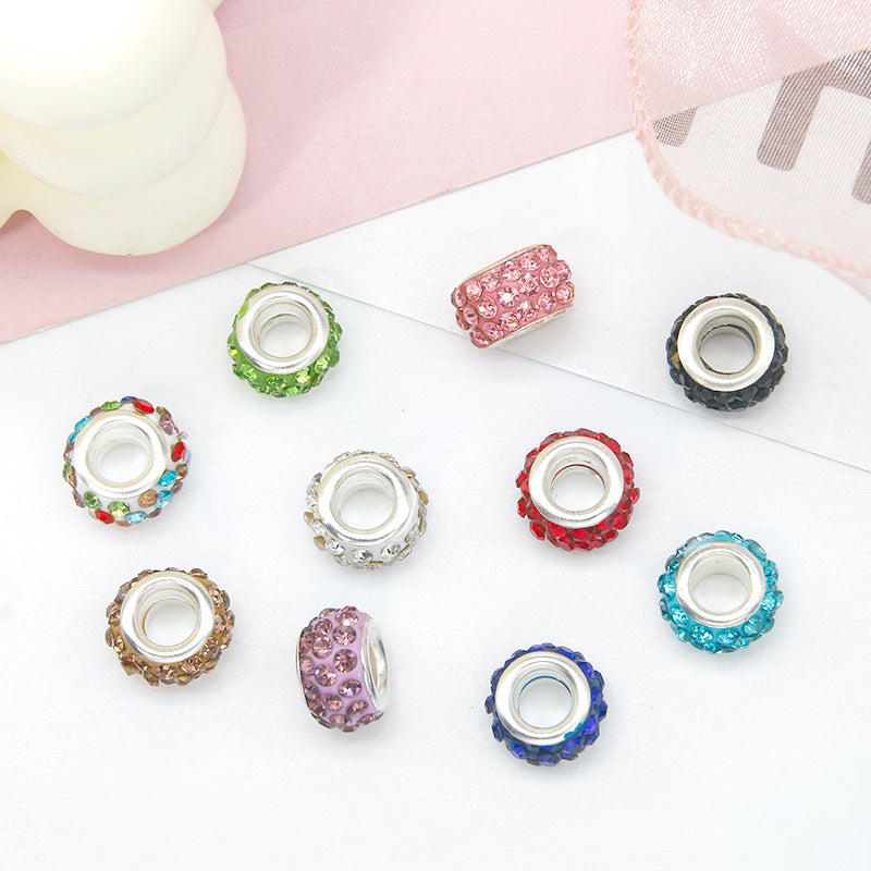 Rhinestone 3-Rows Spacer Beads 12mm Large Hole 50pcs 4