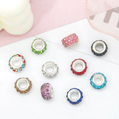 Rhinestone 3-Rows Spacer Beads 12mm Large Hole 50pcs 4