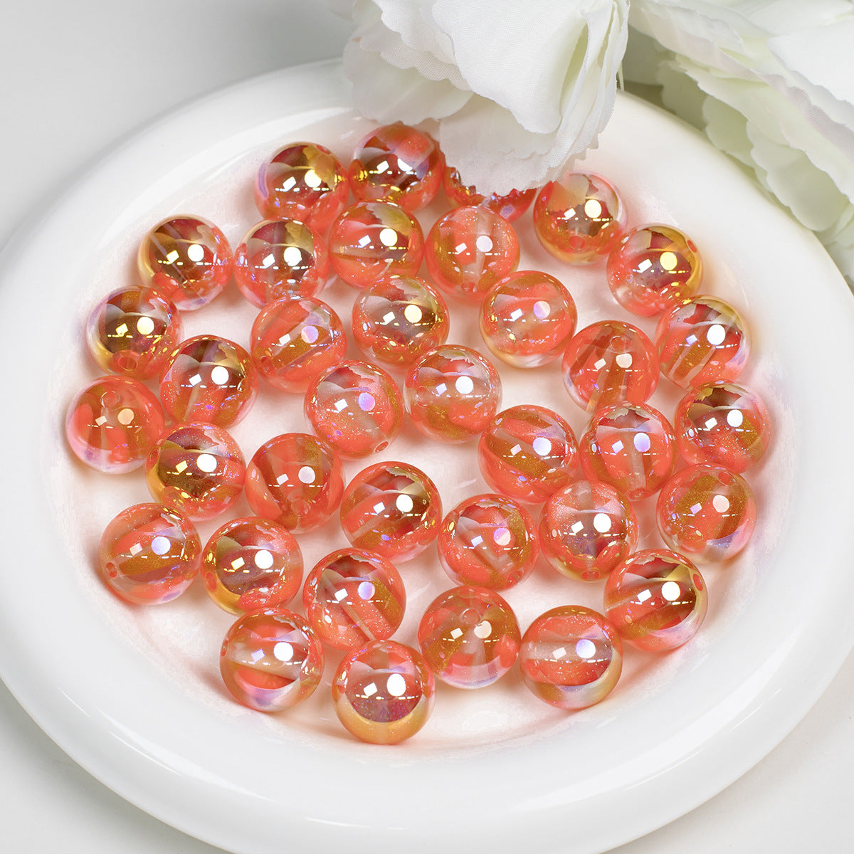 Gild Striped Resin Beads 16mm Round Multicolor 10pcs 9