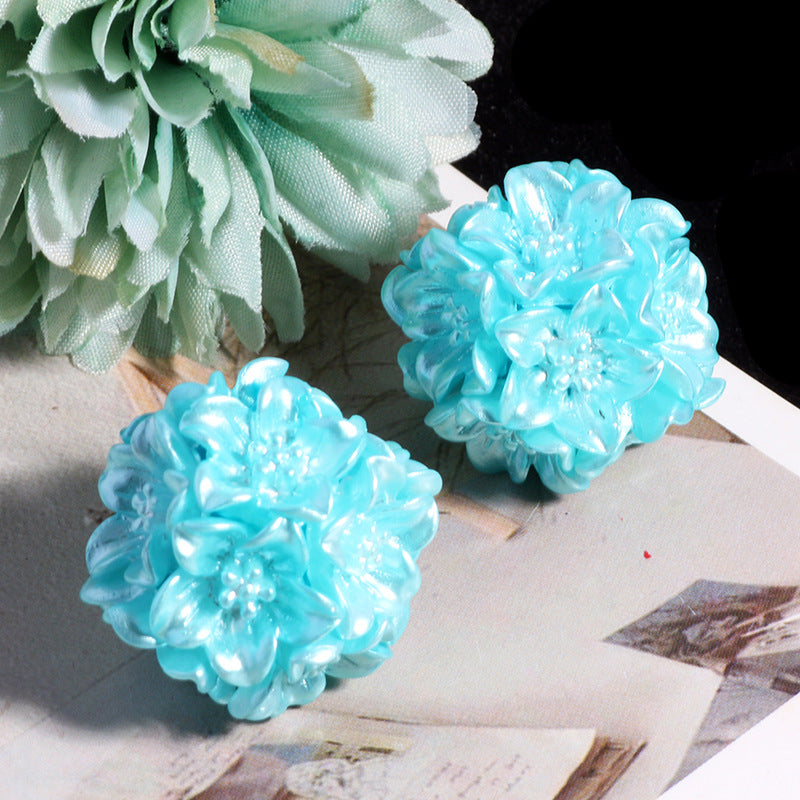 Floral Bubblegum Beads 22mm Metal Texture Flower Cluster 5pcs 9