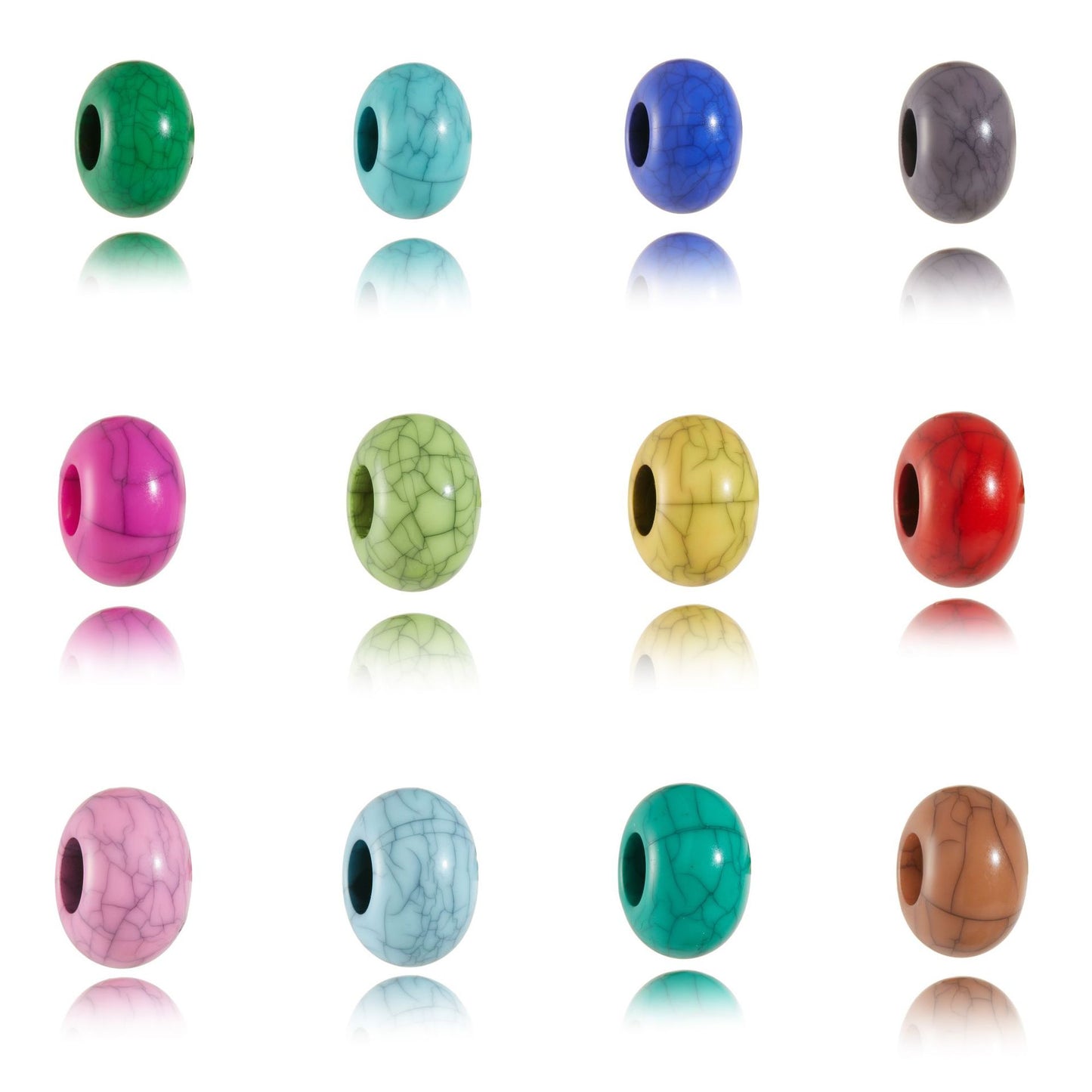 Acrylic Spacer Beads 9x14mm Imitation Crackle Solid Color 100pcs