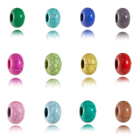 Acrylic Spacer Beads 9x14mm Imitation Crackle Solid Color 100pcs