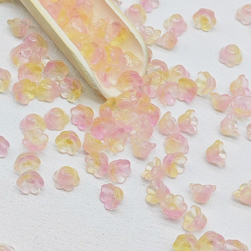 Campanula Flower Glass Beads 7x12mm Frosted Glossy Pastel 50pcs 35