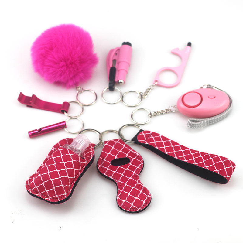Self Defense Alarm Pompom Keychain Outdoor Safety 10 Pack 3