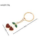 Vintage Alloy Cherry Keychain Glossy Red Heart Charm 5