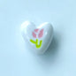Hand Painted Heart Acrylic Beads 20mm Summer Tulip Pastel 100pcs 7