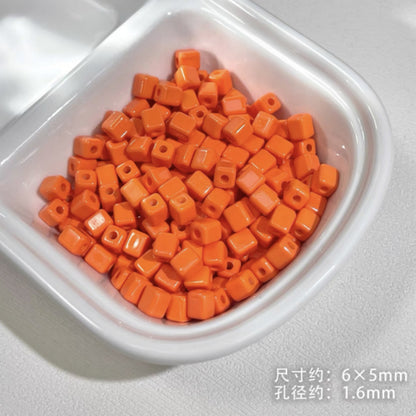 Painted Square Acrylic Beads 6mm 5mm Macaron Color Baking 30pcs 23