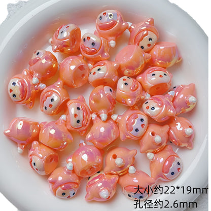 Glossy Iridescent 3D Pop Mart Resin Beads 17-23mm 5pcs 5