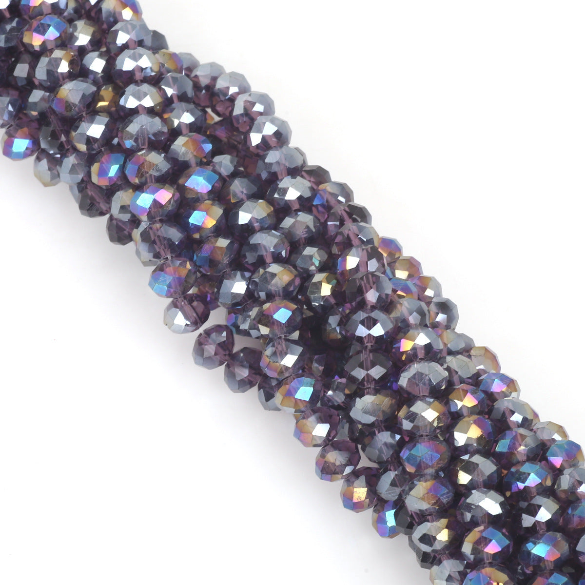 Glass Faceted Spacer Beads 8mm Iridescent Plating 12