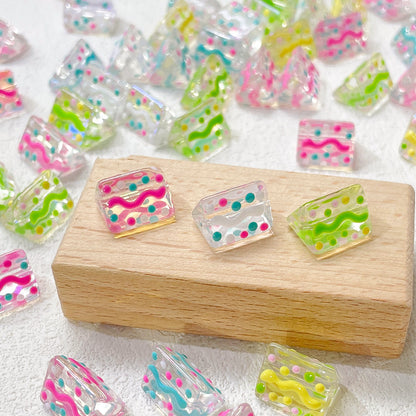 Lampwork Prism Glass Beads 12mm Hand Painted Dopamine Polka Dotted 5pcs 4