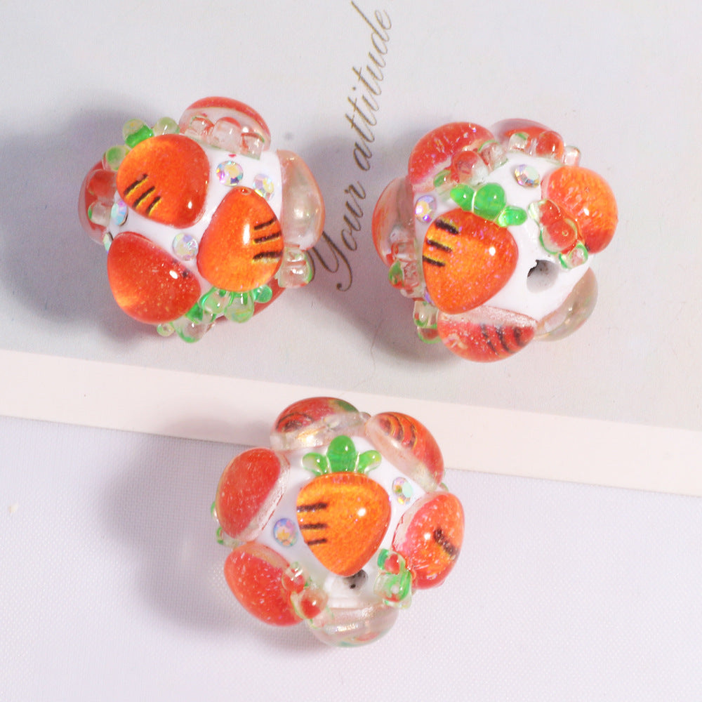 Embellished Bubblegum Beads 18mm Fruit Slice Colorful 10pcs 13