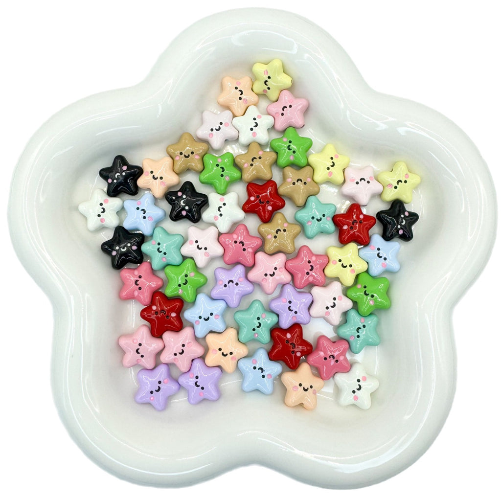 Star Metal Beads 13mm Glossy Painted Smiley Face 10pcs 5