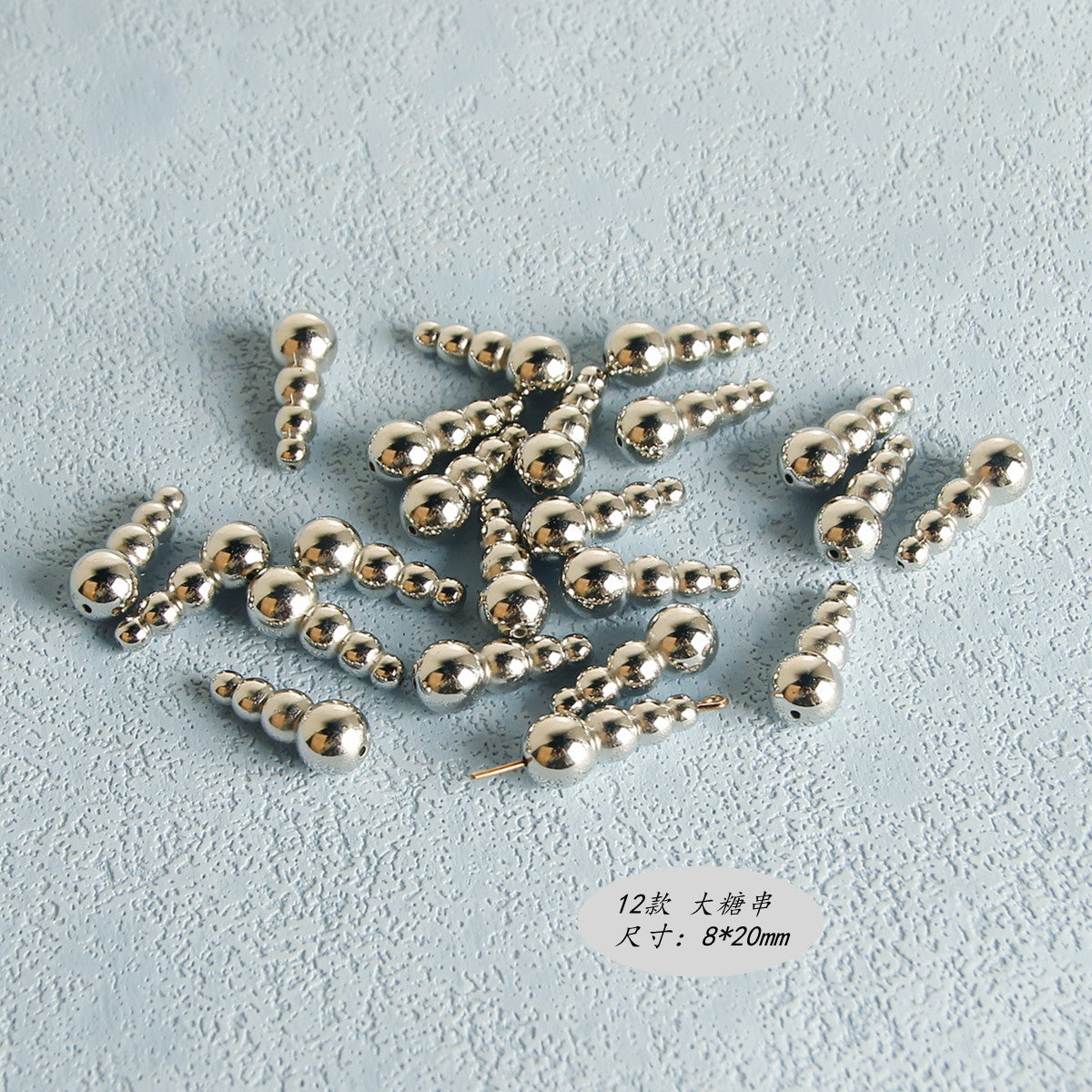 Plating Irregular Shaped Acrylic Beads Metal Colored Silver 100pcs 17