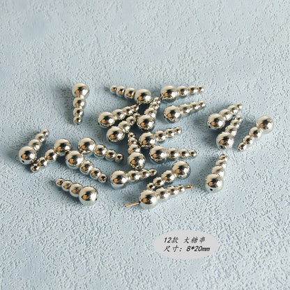 Plating Irregular Shaped Acrylic Beads Metal Colored Silver 100pcs 17