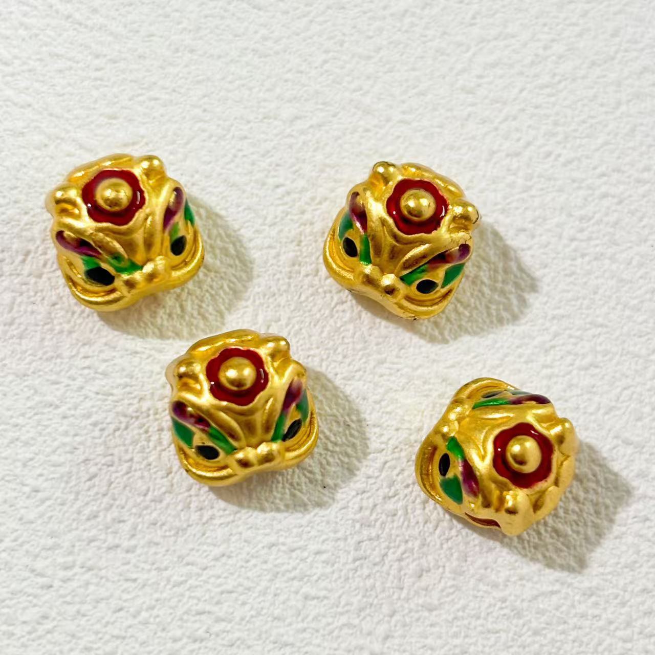 3D Dancing Lion Metal Beads 10mm Enamel Large Hole 1pc 4