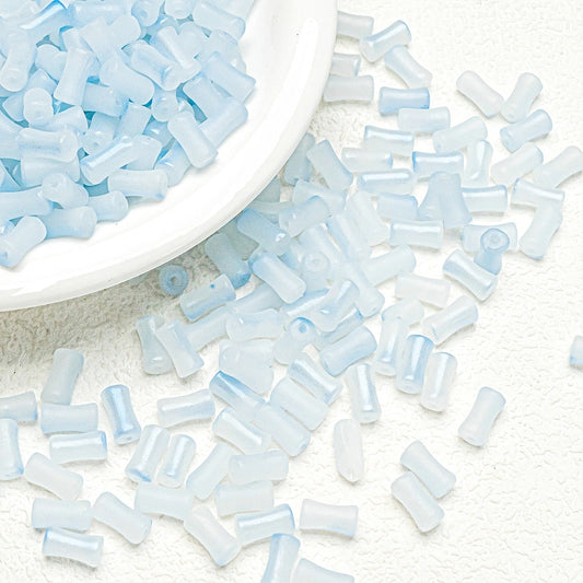 Bamboo Frosted Glass Beads 6x12mm Pastel Matte Finish 50pcs 2