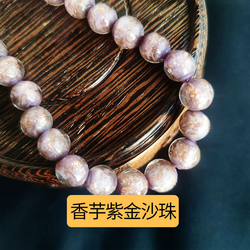 Lampwork Glass Beads Round 8-12mm Dyed Core Gold Foil 100pcs 19