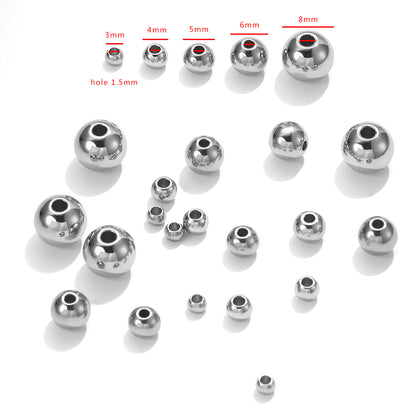 Stainless Steel Round Metal Beads 3-8mm Smooth Finish 50pcs 5