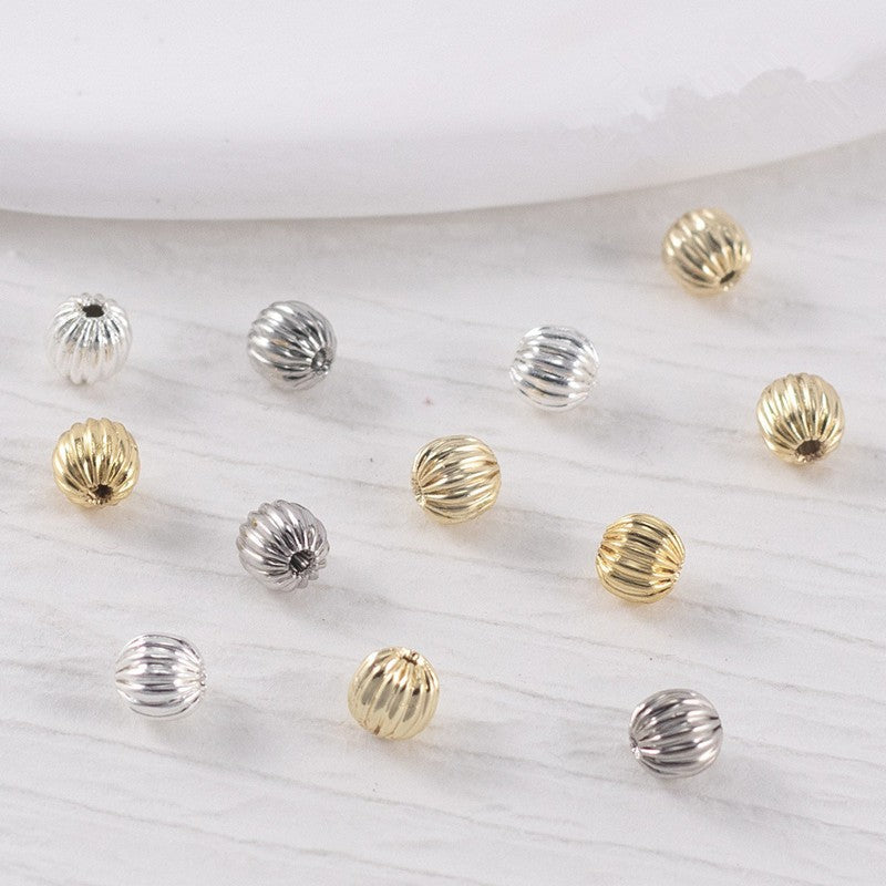 Pumpkin Shaped CCB Plastic Acrylic Beads 6-8mm Metallic Gold Silver 200pcs