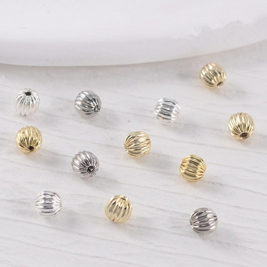 Pumpkin Shaped CCB Plastic Acrylic Beads 6-8mm Metallic Gold Silver 200pcs