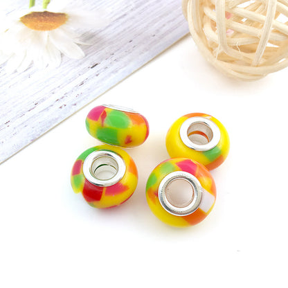 Resin Spacer Beads 14mm Rainbow Pattern 40pcs 7