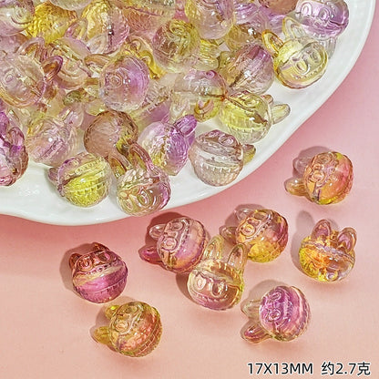 Big-Head Labub Glass Beads 17mm Translucent Rabbit Shape 25pcs 16