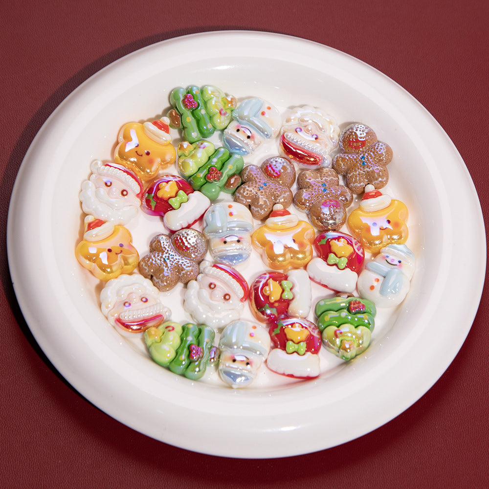 Electroplating Christmas Series Resin Beads Festive Holiday Design 20pcs 12