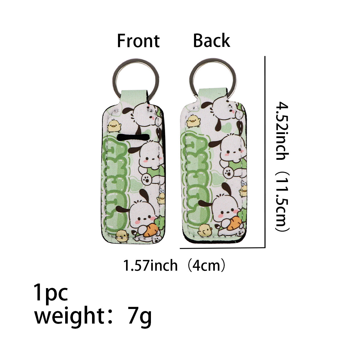 Neoprene Chapstick Holder Keychain Sanri Pattern Kawaii Animal 3pcs 11